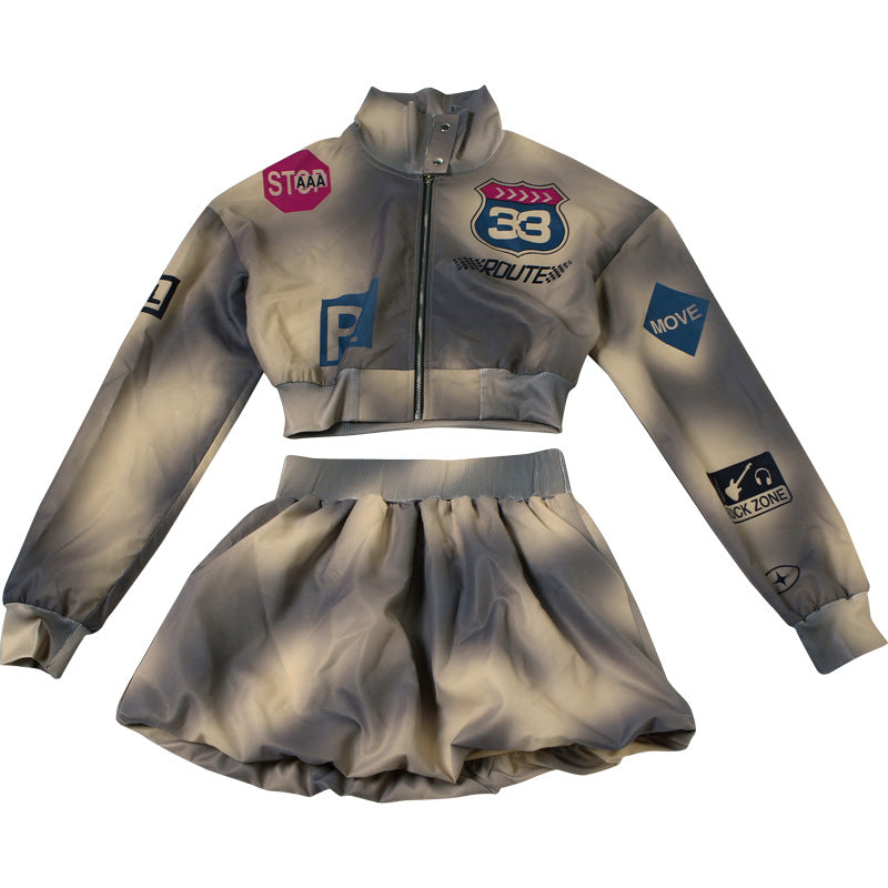 Traje de falda estampado personalizado