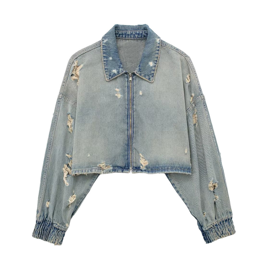 Chaqueta bomber vaquera rota