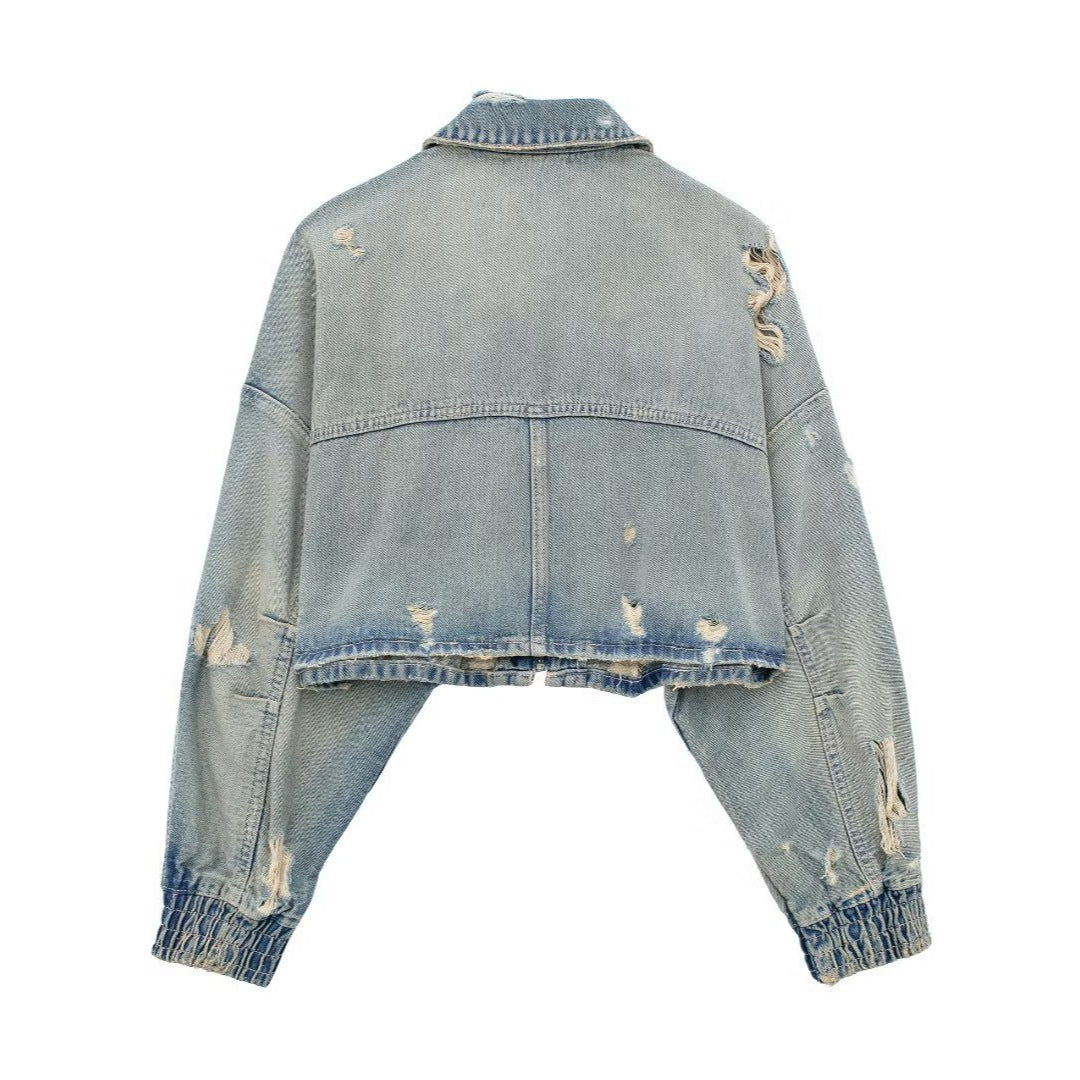 Chaqueta bomber vaquera rota