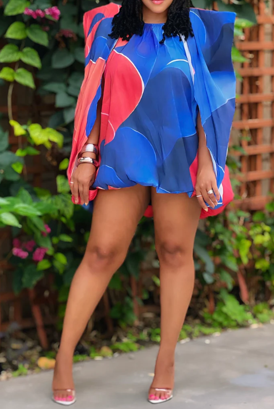 Vestido de burbuja con mangas onduladas