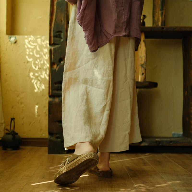Linen-cropped Wide-leg Pants