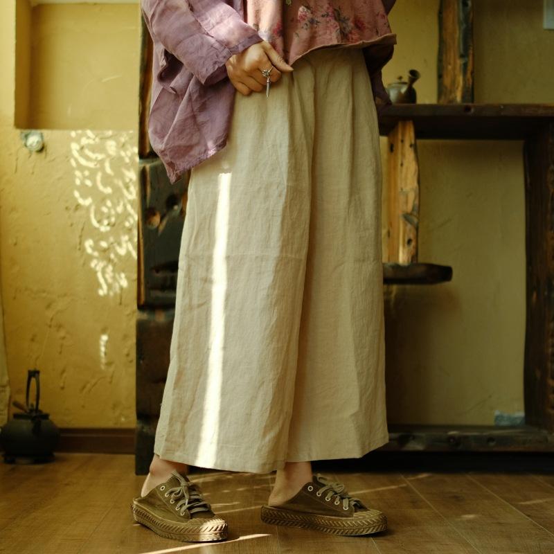 Linen-cropped Wide-leg Pants