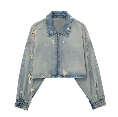 Chaqueta bomber vaquera rota