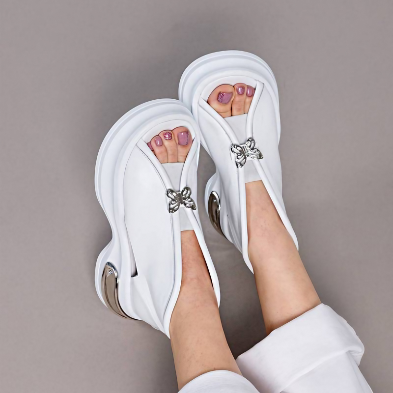 Cute Butterfly Embellished Elastic Sandals