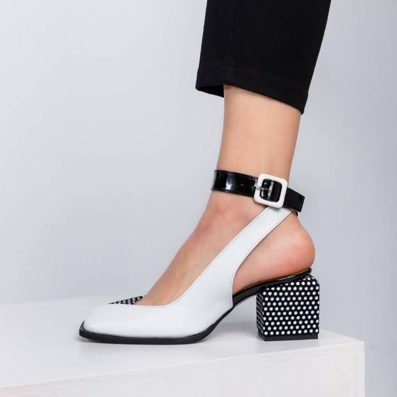 Chic Polka Dot Colorblock Block Heels