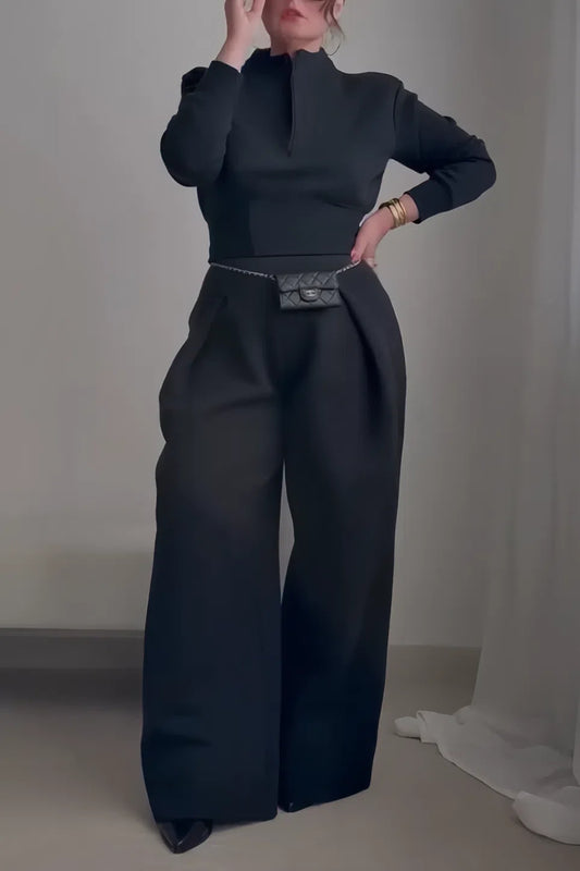 Traje deportivo de pantalón corto con media cremallera para mujer