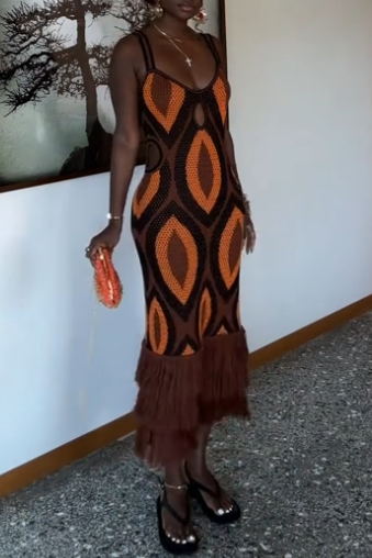 Vestido de punto de diamante con cubre cadera