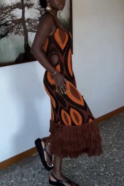 Vestido de punto de diamante con cubre cadera
