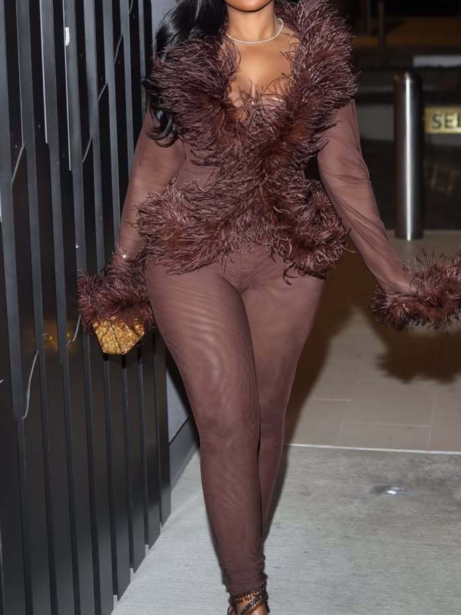 Conjunto de 2 piezas de plumas sexys