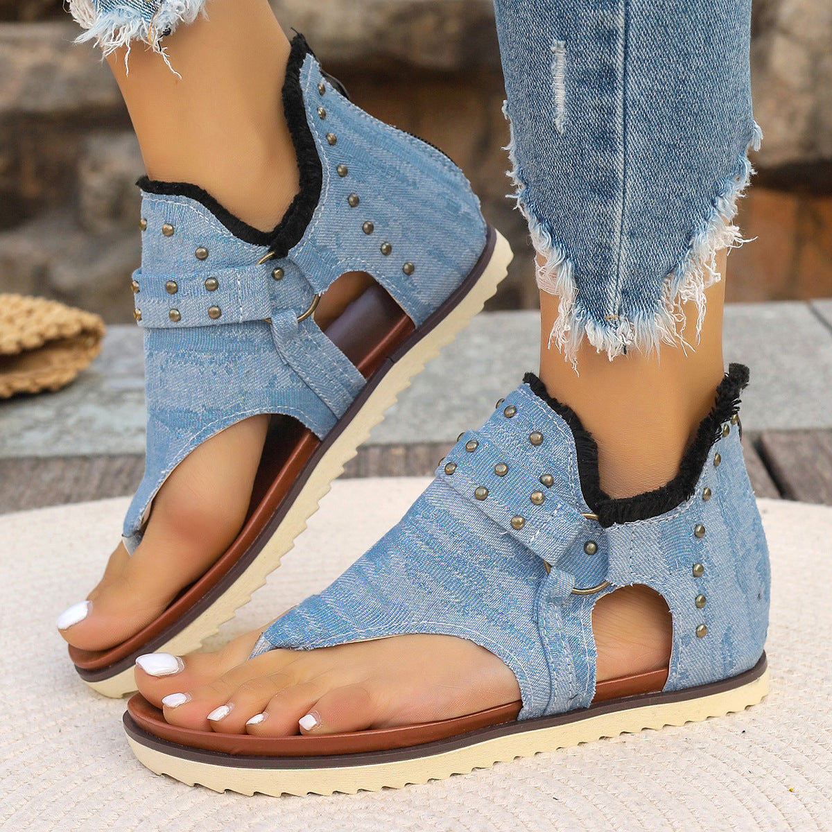 Studded Beach Thong Sandals