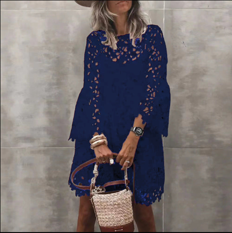 Lace Flower Medium Sleeve Midi Dress – dazzlins