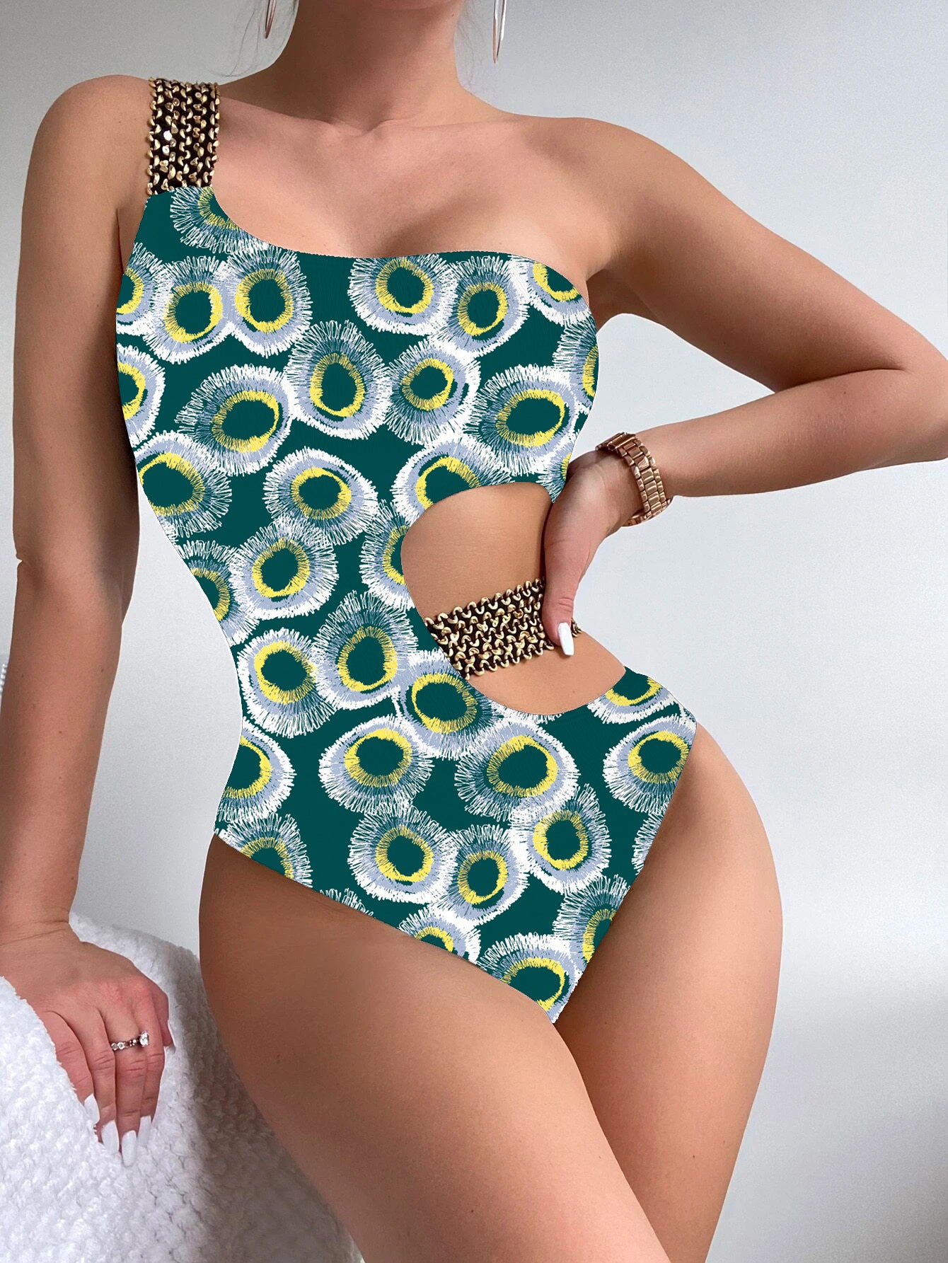 Printed Cutout One-piece Swimsuit