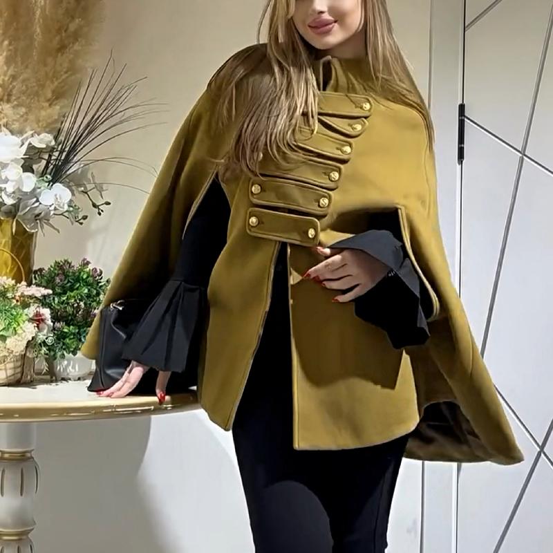 Elegant Solid Color Cape Coat