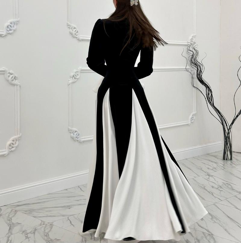 Elegant Black and White Maxi Dress