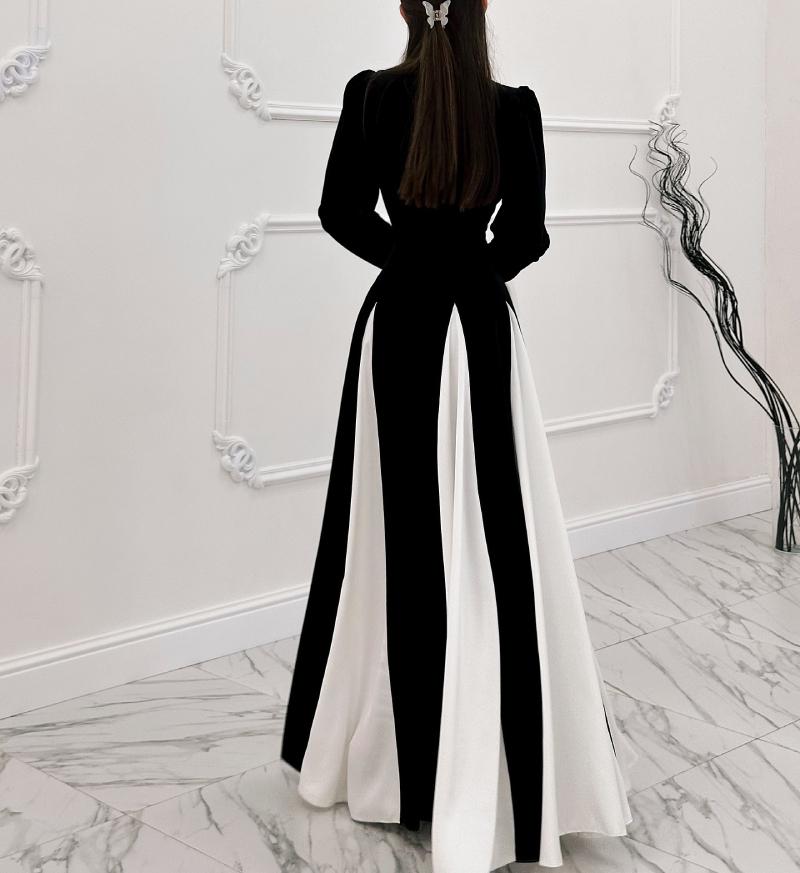 Elegant Black and White Maxi Dress