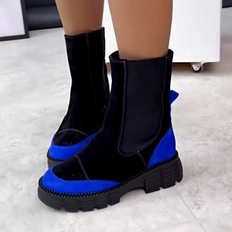 Chic Blue and Black Ankle Boots