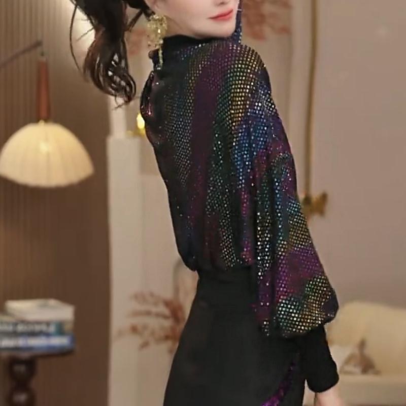 Cute Laser Rhinestone Flower Top