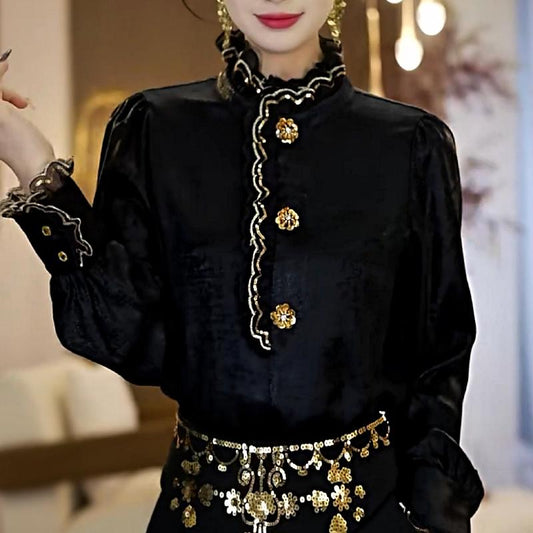 Elegant Gold Ruffled Top