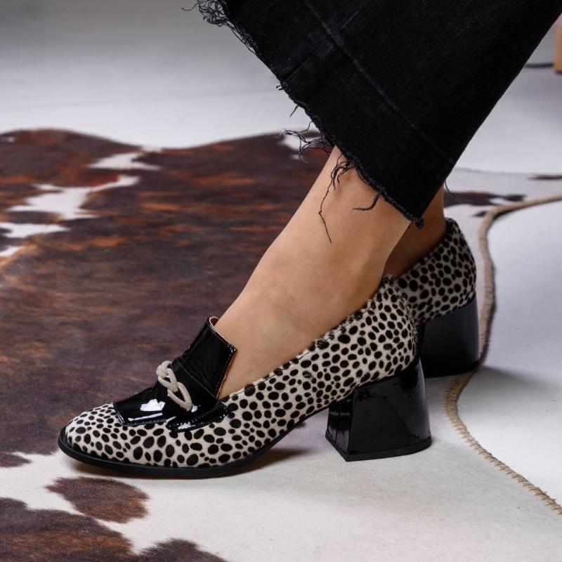 Chic White Leopard Print Block Heels