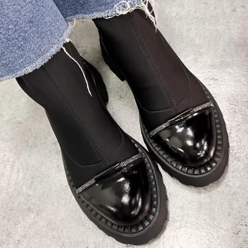 Chic Sparkling Patchwork Ankle Boots