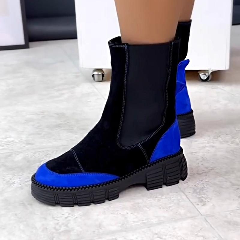 Chic Blue and Black Ankle Boots