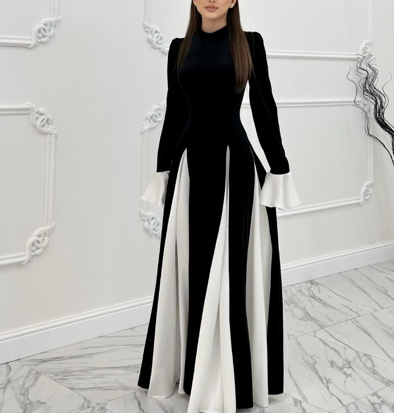 Elegant Black and White Maxi Dress