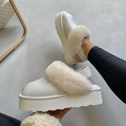 Chic Furry Leather Flats