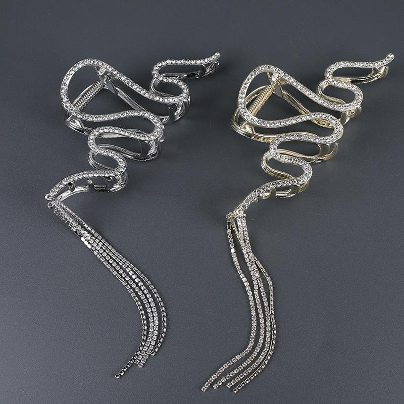 Diamond Snake Tassel Clip Hair Accessory