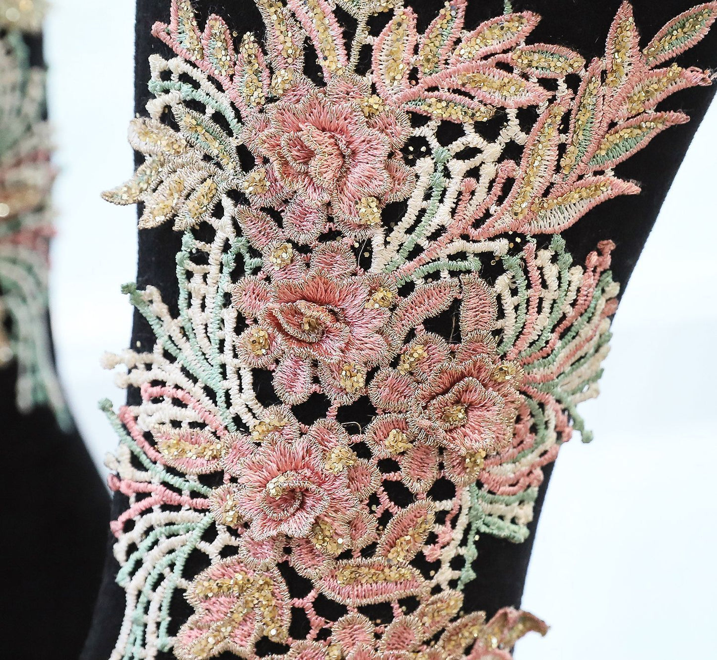 Elegant Floral Embroidered Suede Boots