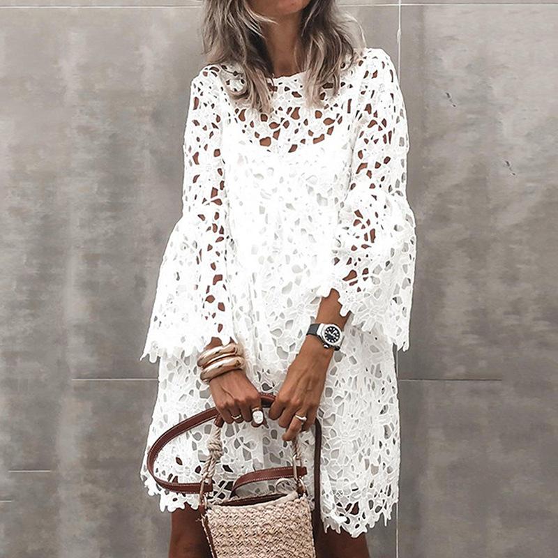 Lace Flower Medium Sleeve Midi Dress – dazzlins