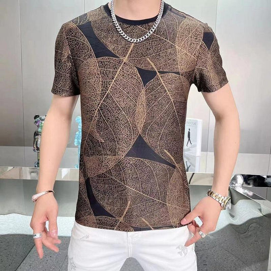 Veins textured ice silk T-shirt