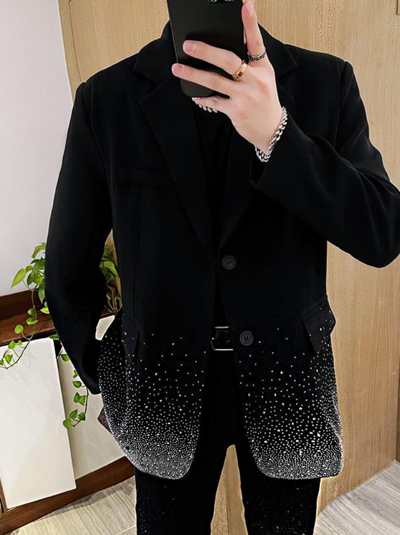 Stylish Rhinestone Hem Blazer