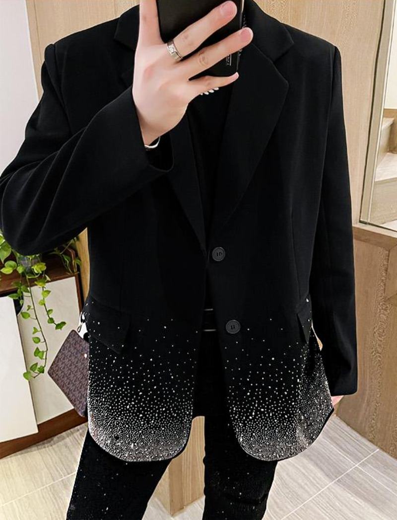 Stylish Rhinestone Hem Blazer