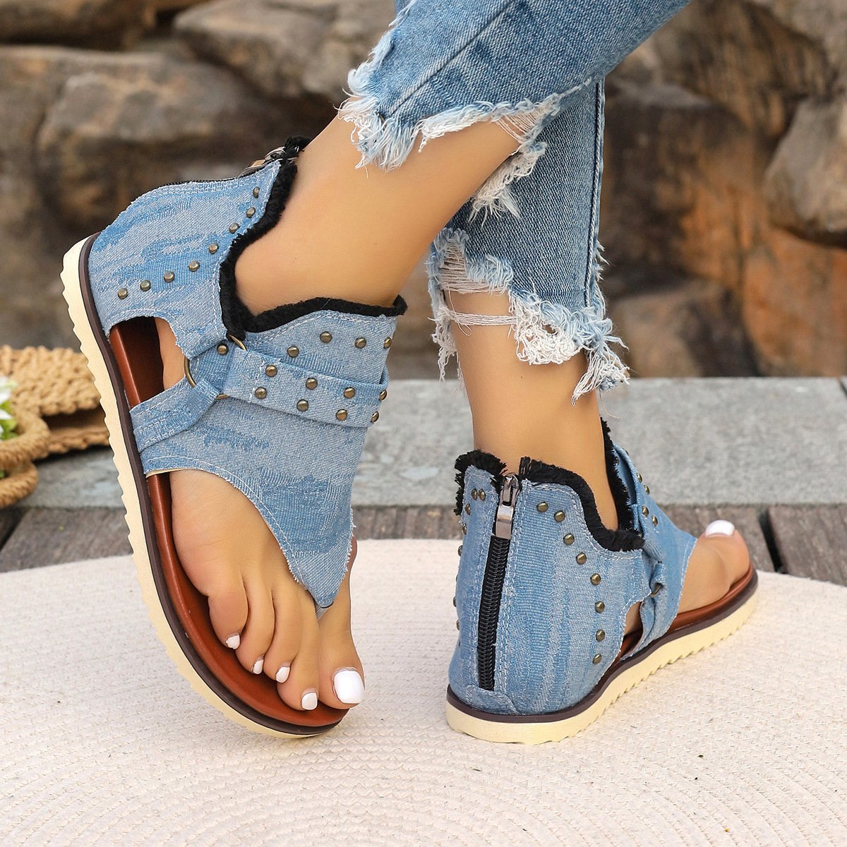 Studded Beach Thong Sandals