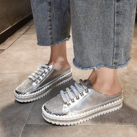 Shiny Rhinestone Toe Slippers