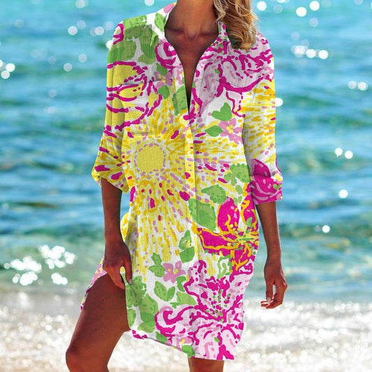 Stunning Long Sleeve Multicolor Mini Dress