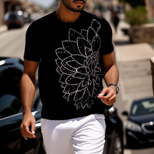 Rhinestone lotus T-shirt