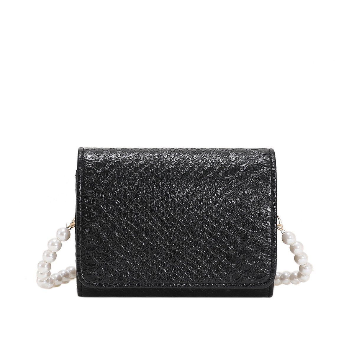 Simple Solid Color Pearl Chain Shoulder Bag