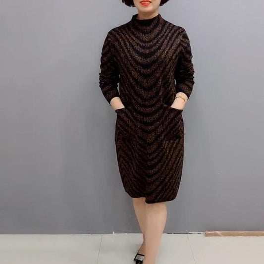 Stylish Turtleneck Long Sleeve Dress