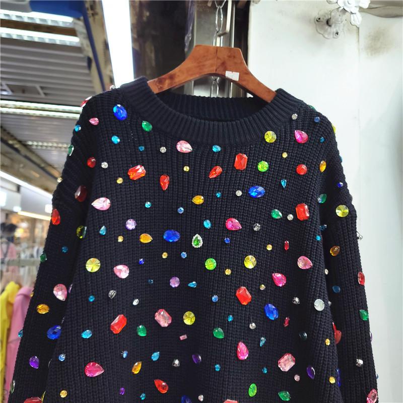 Cute Colorful Rhinestone Sweater