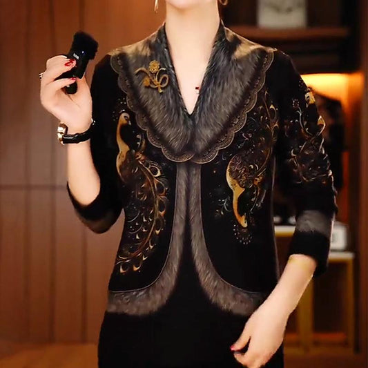 Cute Fur Print Peacock Top