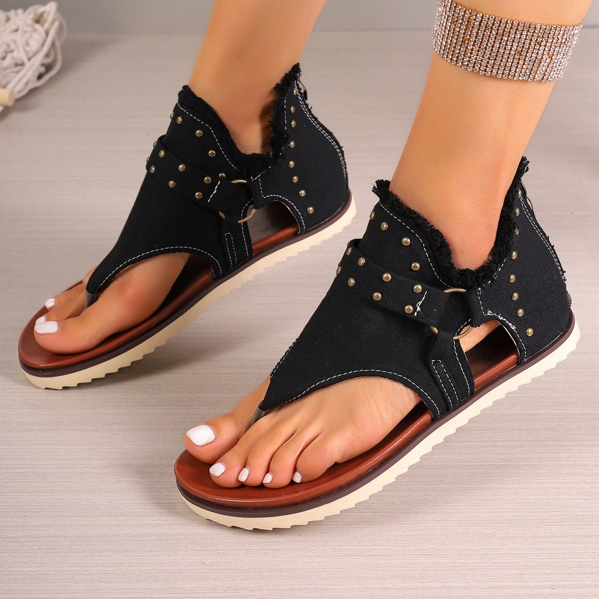 Studded Beach Thong Sandals