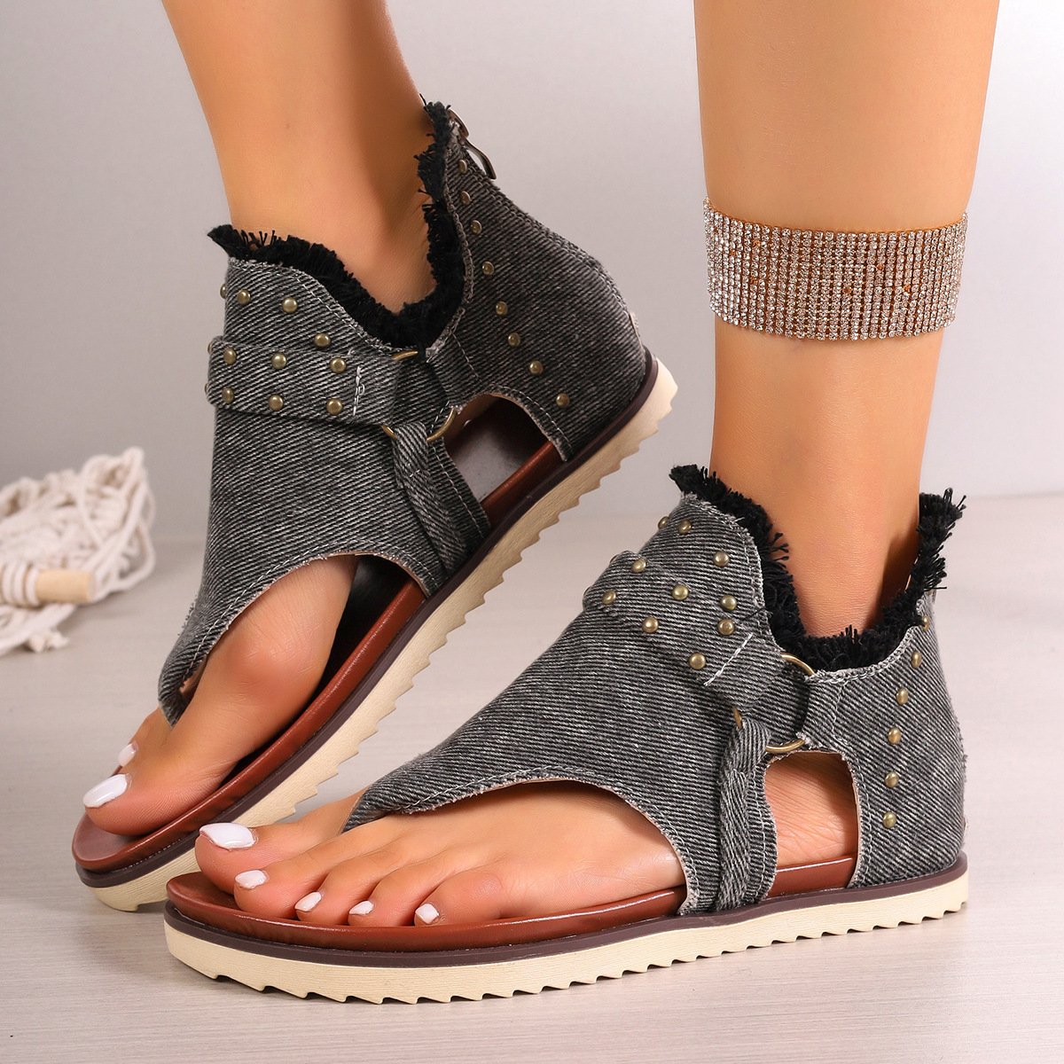 Studded Beach Thong Sandals