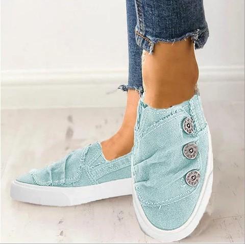 Denim Button Loafer Women's Shoes