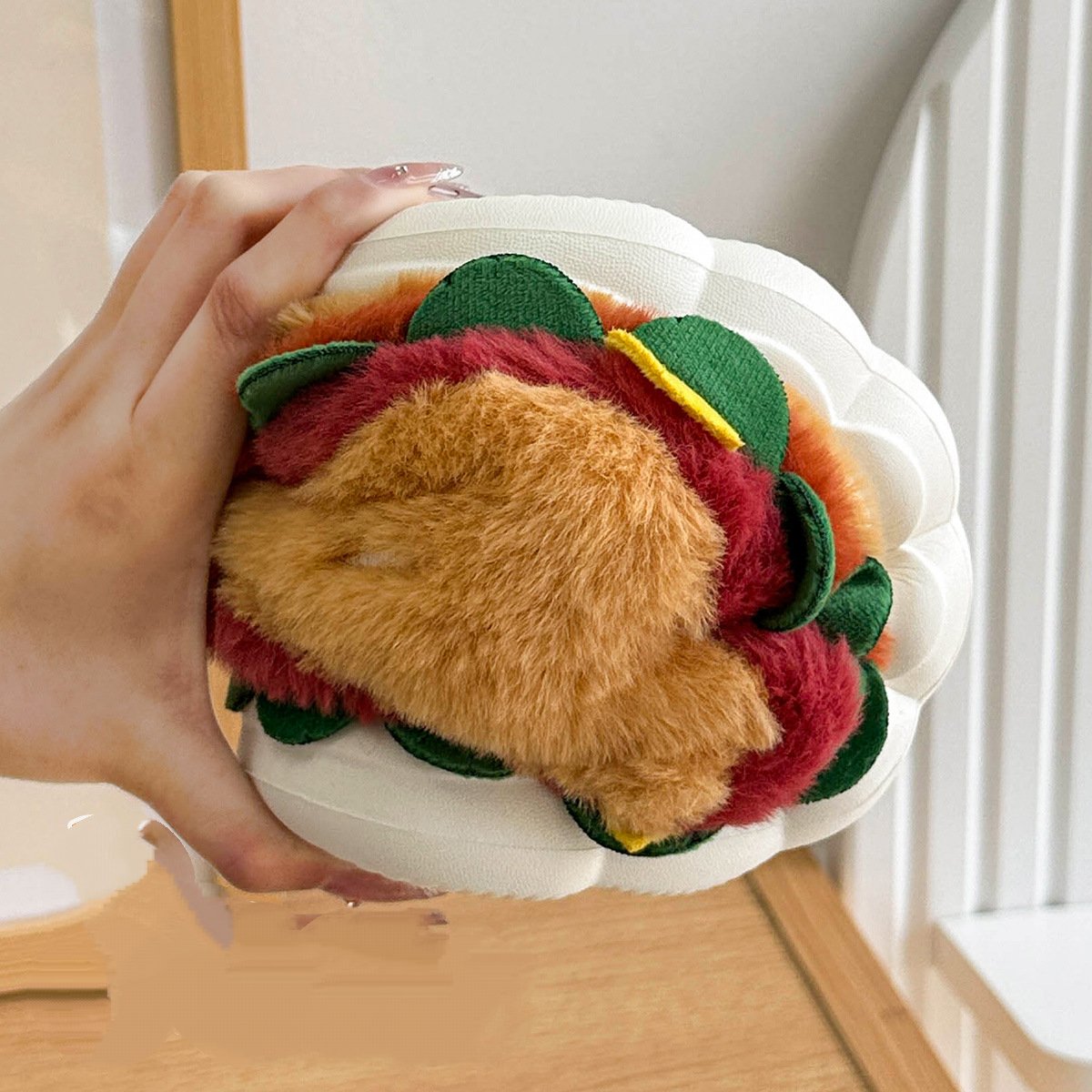 Cute Hamburger Furry Slippers