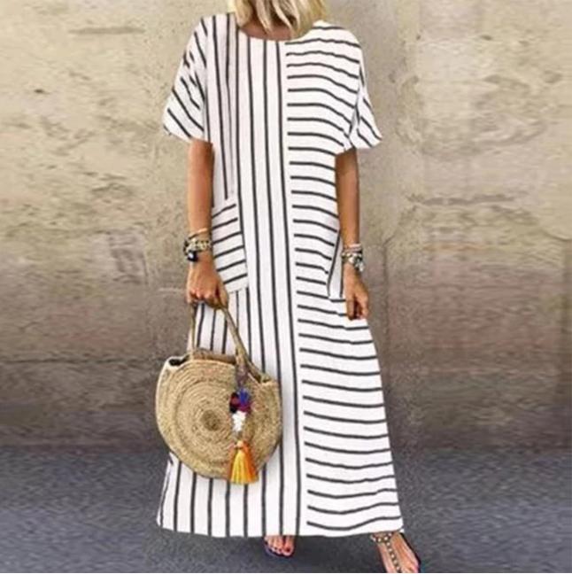 Black And White Striped Maxi Dress
