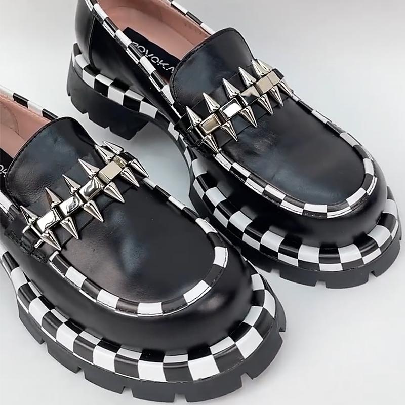 Women's Checkerboard Leather Loafers