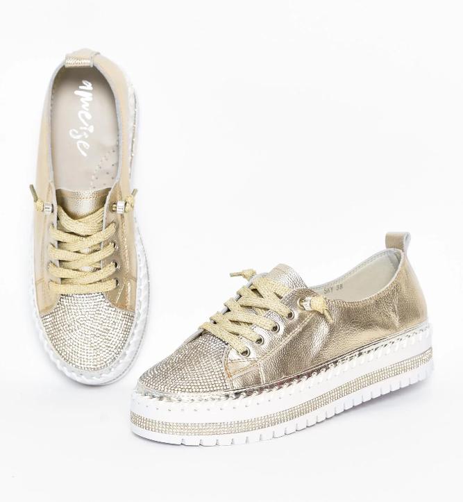 SHINING LEATHER DIAMANTE SNEAKER