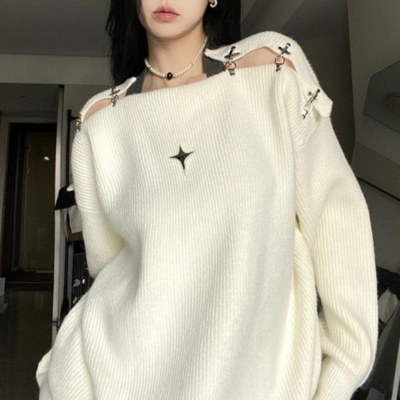 Cool Airplane Buttoned Shoulder Sweater