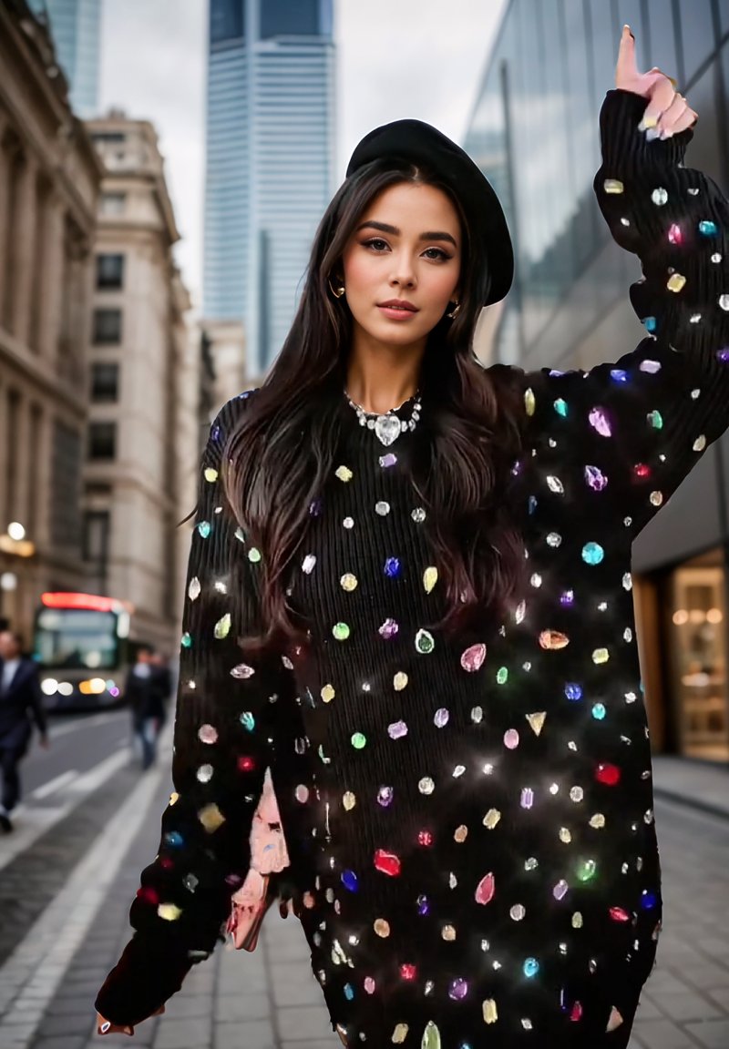 Cute Colorful Rhinestone Sweater